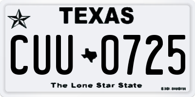 TX license plate CUU0725