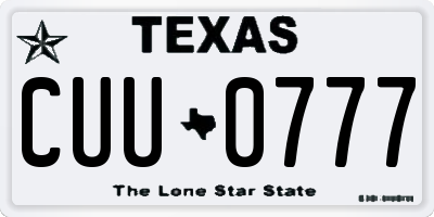 TX license plate CUU0777
