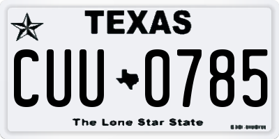 TX license plate CUU0785