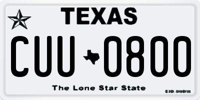 TX license plate CUU0800