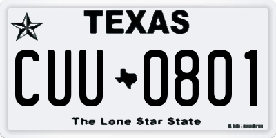 TX license plate CUU0801