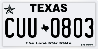 TX license plate CUU0803