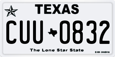 TX license plate CUU0832