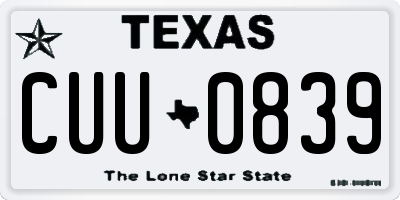 TX license plate CUU0839