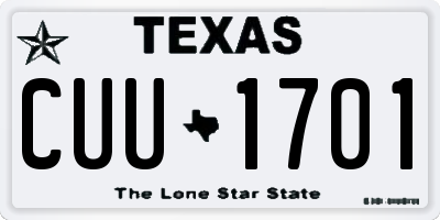 TX license plate CUU1701