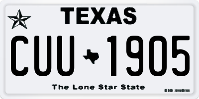TX license plate CUU1905