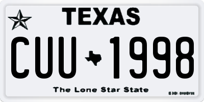 TX license plate CUU1998