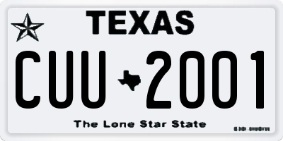 TX license plate CUU2001