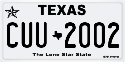 TX license plate CUU2002