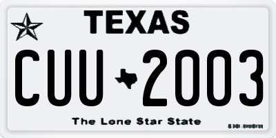 TX license plate CUU2003