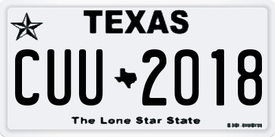 TX license plate CUU2018