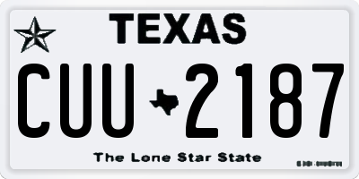 TX license plate CUU2187