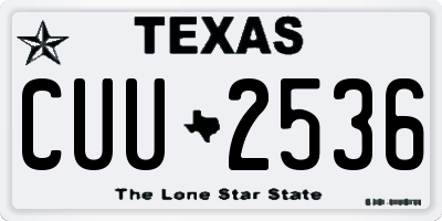 TX license plate CUU2536