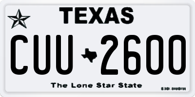 TX license plate CUU2600