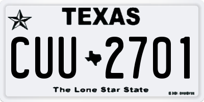 TX license plate CUU2701