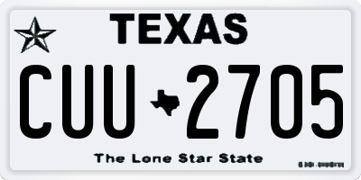 TX license plate CUU2705