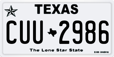 TX license plate CUU2986