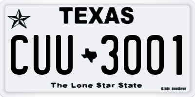 TX license plate CUU3001