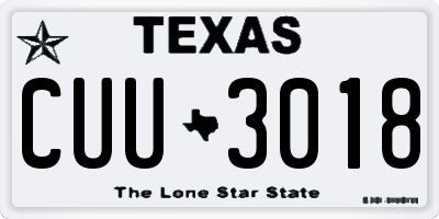 TX license plate CUU3018