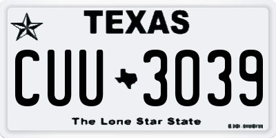 TX license plate CUU3039