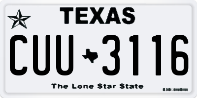 TX license plate CUU3116