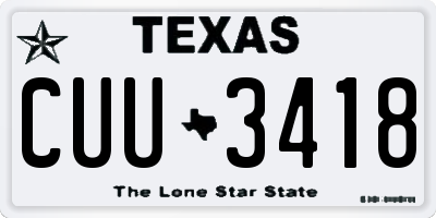 TX license plate CUU3418