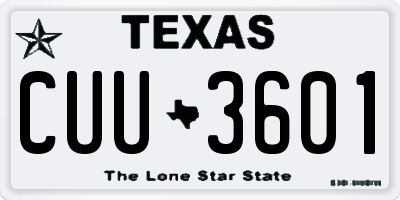 TX license plate CUU3601