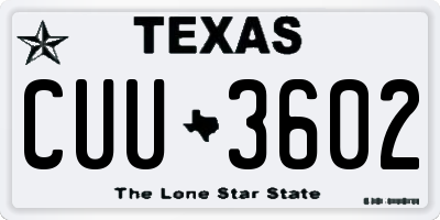 TX license plate CUU3602