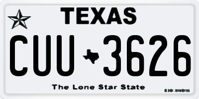 TX license plate CUU3626