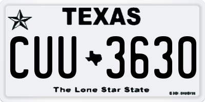 TX license plate CUU3630