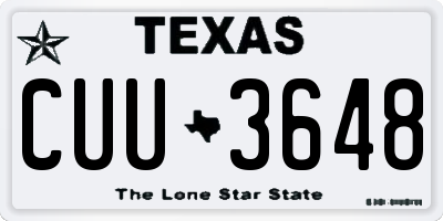 TX license plate CUU3648