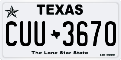 TX license plate CUU3670