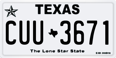 TX license plate CUU3671