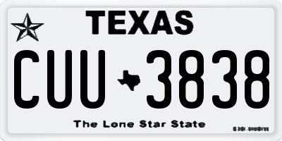 TX license plate CUU3838