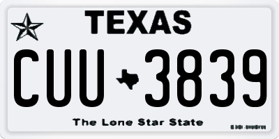 TX license plate CUU3839