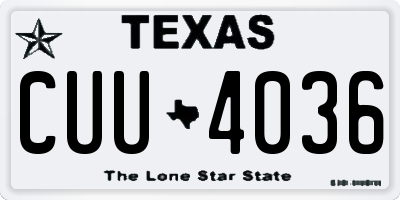 TX license plate CUU4036