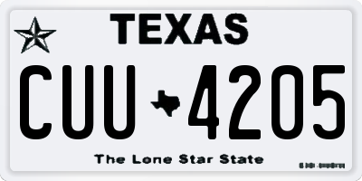 TX license plate CUU4205