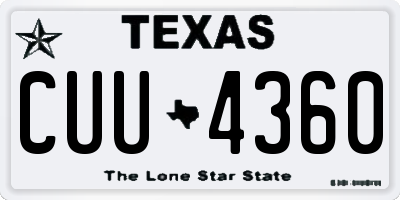TX license plate CUU4360