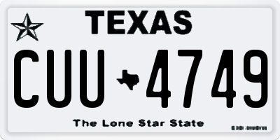 TX license plate CUU4749