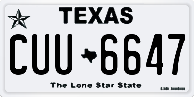 TX license plate CUU6647