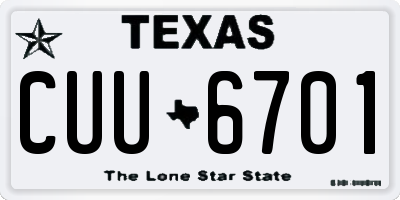 TX license plate CUU6701