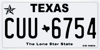 TX license plate CUU6754
