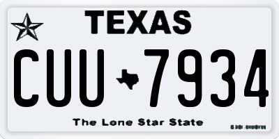 TX license plate CUU7934