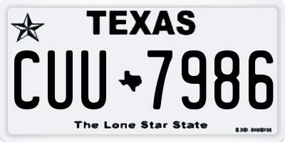 TX license plate CUU7986