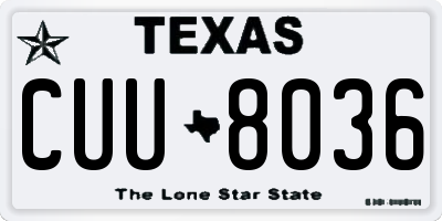 TX license plate CUU8036