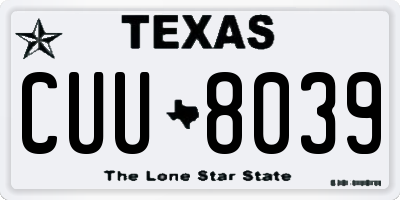 TX license plate CUU8039