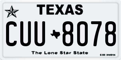 TX license plate CUU8078