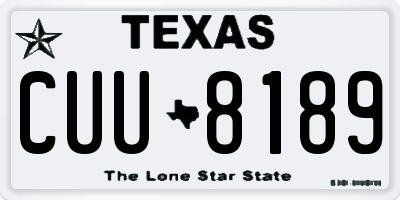TX license plate CUU8189