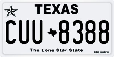 TX license plate CUU8388