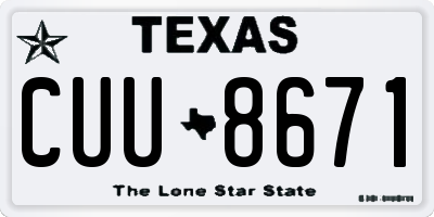 TX license plate CUU8671